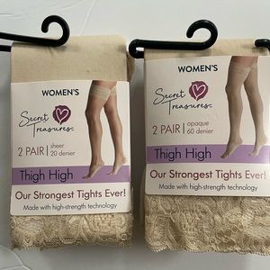 Women's Secret Treasures Lace Top Thigh High Tights NWT